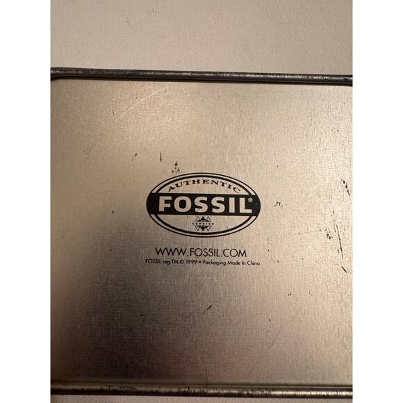 Vintage 1999 Black Fossil Front-Pocket Wallet New w/Tin Men's Bi-Fold - Picture 4 of 4